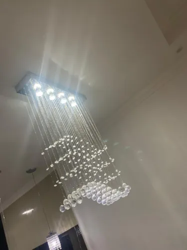 Pendente de Cristal em Espiral com LED - Excelente Estado