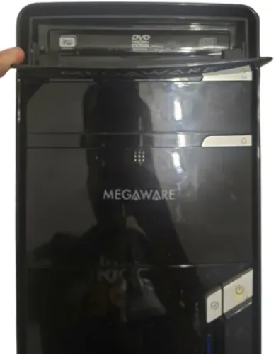 Gabinete Megaware® ATX (preto) c/ portas frontais + unidade de leitor gravador de CD & DVD
