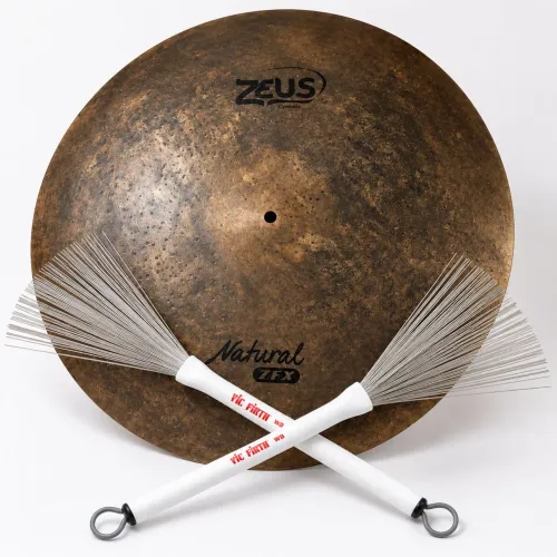 Kit prato Zeus Natural ZFX + vassourinhas Vic Firth WB