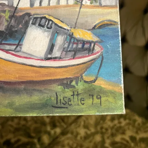 quadro antigo barco e metrópole 