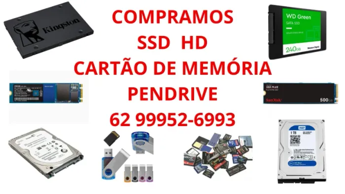SSD HD Cartão de Memória Pendrive Pagamento á Vista
