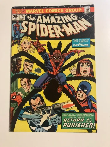 Amazing Spider-Man 135 - Segunda aparição do Justiceiro - ano 1974 - original americana