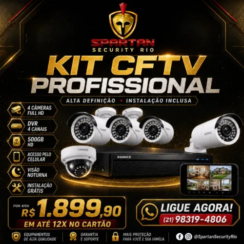 Sistema de Segurança CFTV Completo 4 Câmeras + Instalação