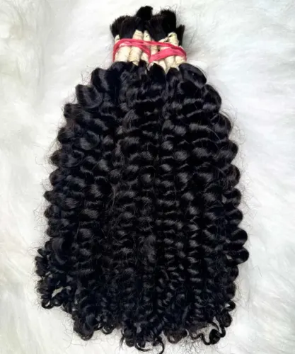 Cabelo Humano Cacheado Tipo 2 65cm Castanho Escuro 