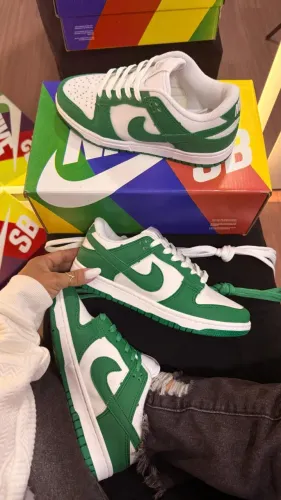 Tênis Nike SB Dunk Low Pro Verde/Branco Premium Masculino (2 Cadarço)