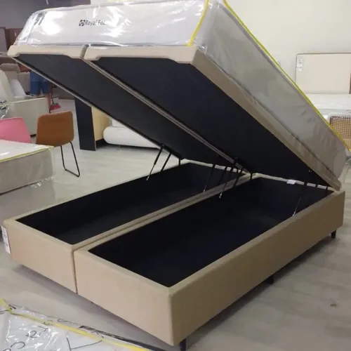 Base Baú Kwid Queen em Linho 41x158x198cm Dream House / pronta entrega