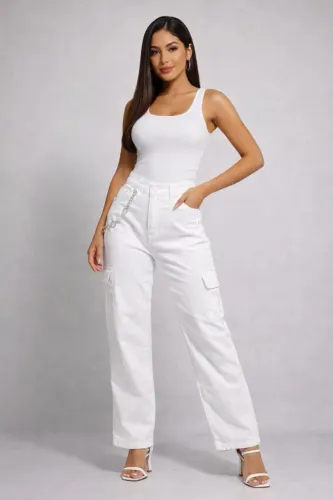 Calca cargo com corrente  Look Jeans tamanho 36