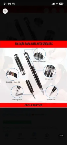 Caneta espiã filmadora 