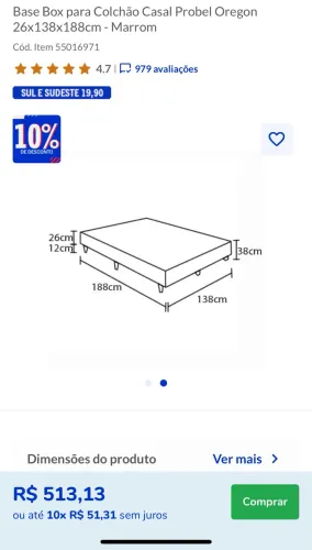Base para cama box de casal - marca Probel