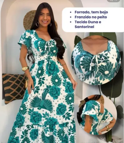 Vestido Longo estampado Linha exclusiva 