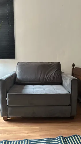 ? Sofá-Cama Cinza de 2 Lugares Cinza