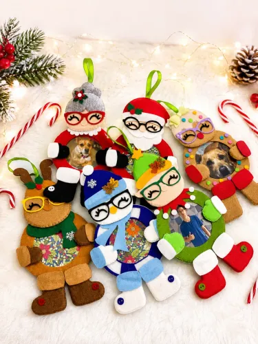 Pingente com foto em feltro para árvore de Natal