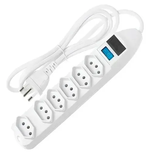 Extensão elétrica 6 tomadas filtro de linha bivolt cabo 1,5 metros - sl 7606
