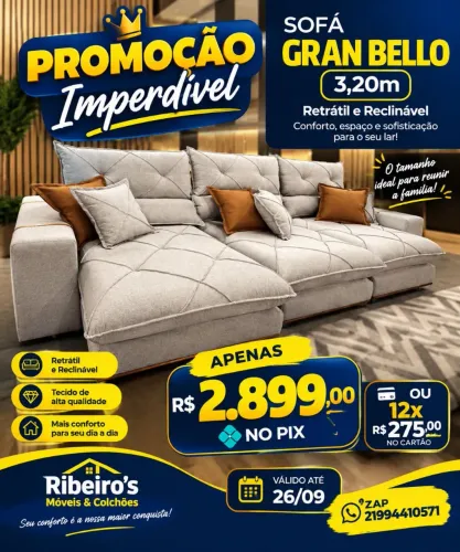 Sofá Premium 3,20 de largura só 2.899,00