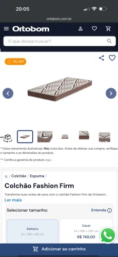 COLCHÃO SOLTEIRO FIRME
