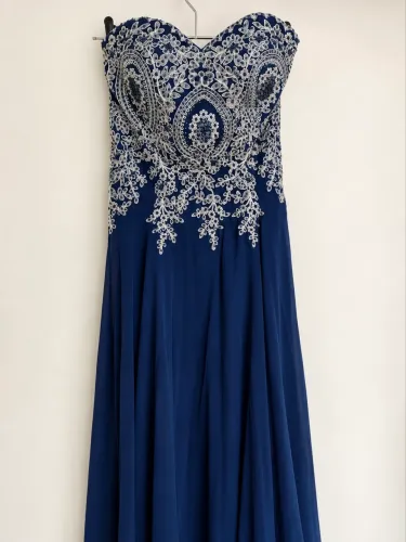 Vestido de festa longo Blessed Ateliê azul marinho | Tam. 36