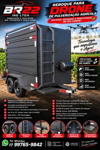 Carreta para drone de pulverização agrícola 