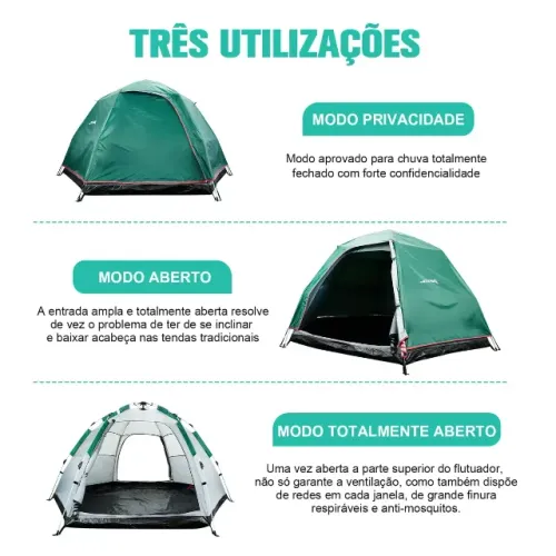 Barraca Camping Automática Joyfox 5-6 Pessoas Família 280*240*150cm Impermeável 3000mm Ver