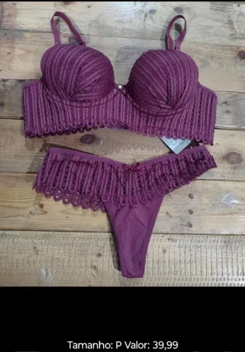 CONJUNTO SUTIÃ VERMELHO TAMANHO P VALOR 39,99
