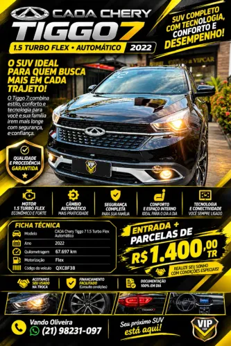 Chery Tiggo 7 TXS 1.5 16V Turbo Flex Aut. 2022