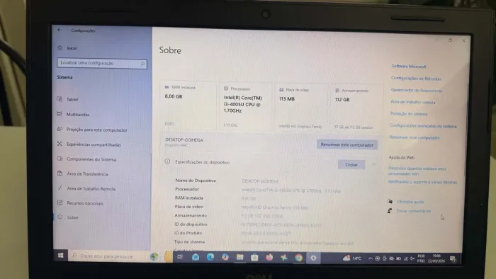 Notebook DELL tela 14