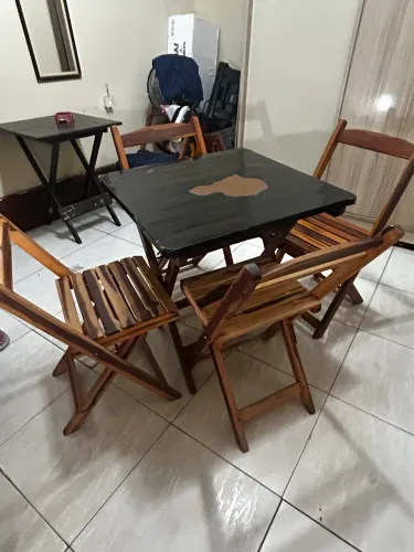 Conjunto de mesa madeira bar hamburgueria pizzaria 