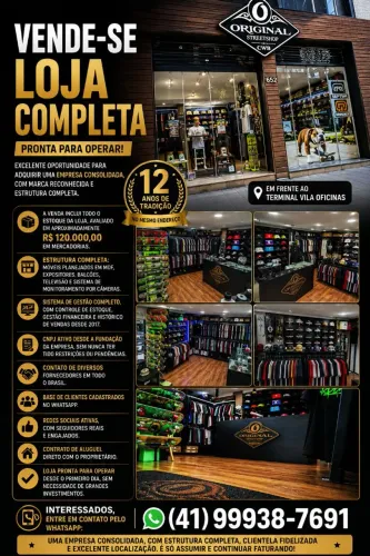 Vende se Loja masculina streetwear a 12 anos no mesmo local