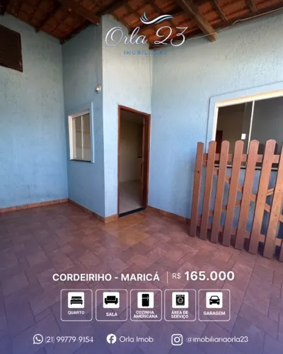 CORDEIRINHO, ORLA 23 IMOBILIÁRIA VENDE! EXCELENTE CASA COM PRÓXIMA A PRAIA EM MARICÁ.