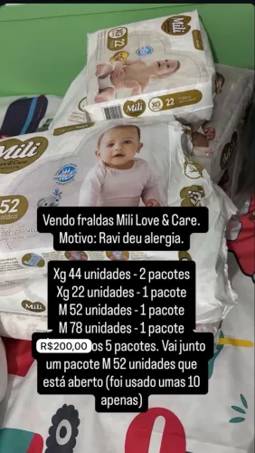 Fralda XG e M, Mili Love & Care 