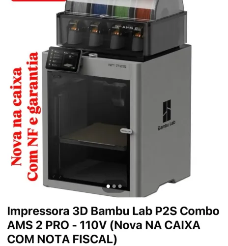 Impressora 3D Bambu Lab P2S Combo AMS 2 PRO - 110V (Nova NA CAIXA COM NOTA FISCAL)