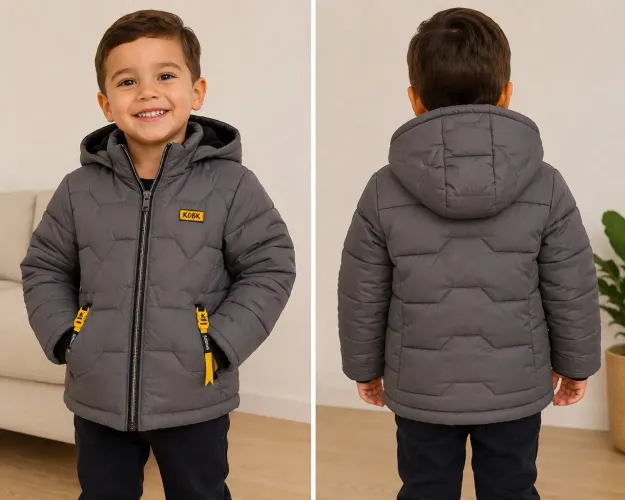 JAQUETA INFANTIL FORRADA COM CAPUZ REMOVÍVEL - TAM G (VESTE 2/3 ANOS)