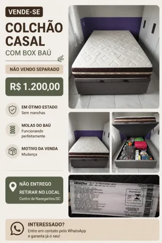 Cama casal e box baú (não vendo separado)