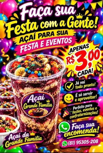 Açaí pronto para sua festa 3,00