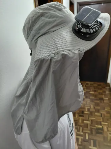 Chapéu De Proteção Com Ventilador Solar Recarregável
