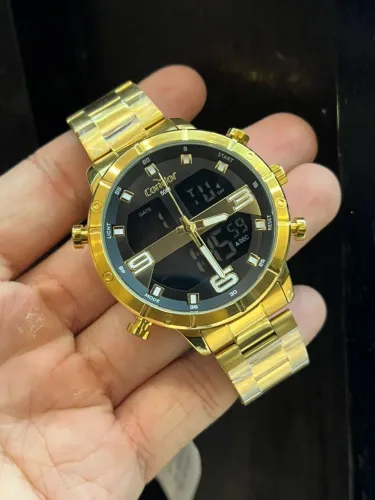 Relógio Masculino Condor Digital Analógico Dourado