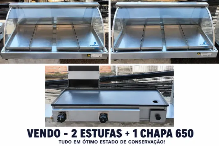 VENDO - 2 ESTUFAS + 1 CHAPA INDUSTRIAL