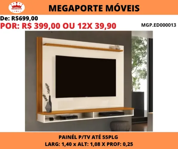 Painel Davos 1,40 para Tv até 55Plg