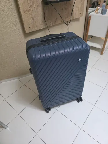 Mala de Viagem Grande Importada Policarbonato Azul Marinho 70cm 4 Rodinhas
