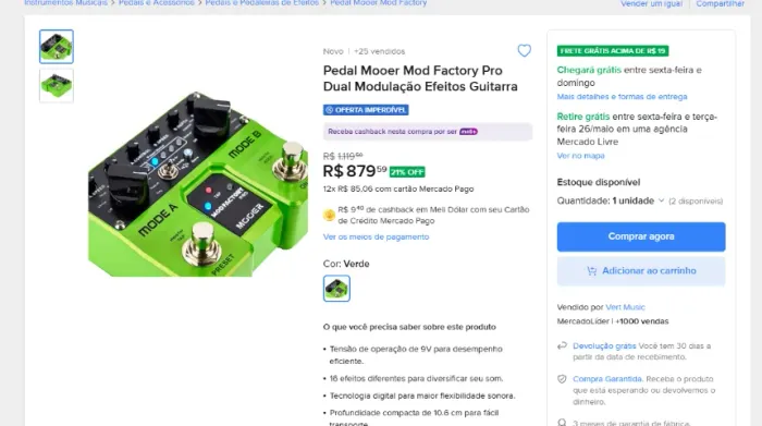 Pedal de modulcaoa mooer mod factory