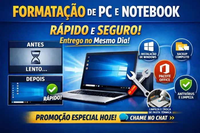 Formação e limpeza em pc e notebooks + instalação de programas e emuladores em cajazeiras.