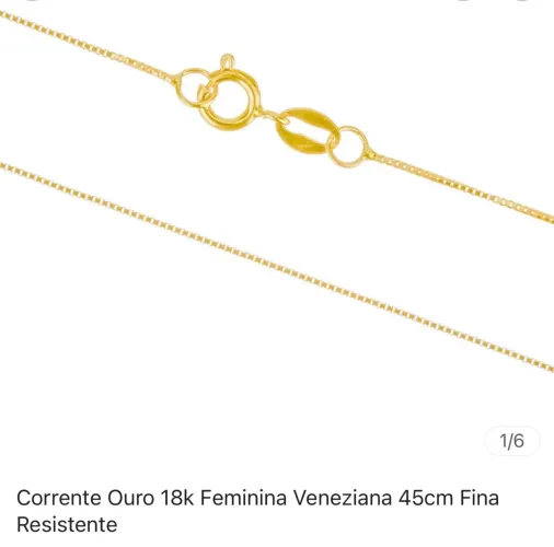Corrente Veneziana de Ouro 18K com garantia e nota