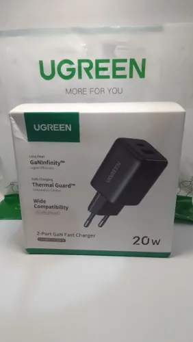 Ugreen carregador 2 portas 20W + 1 cabo 100W 1M alumínio tipo-c duplo