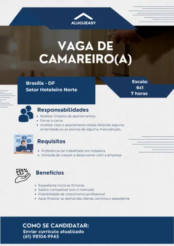 Vaga Camareiro(a) Setor Hoteleiro