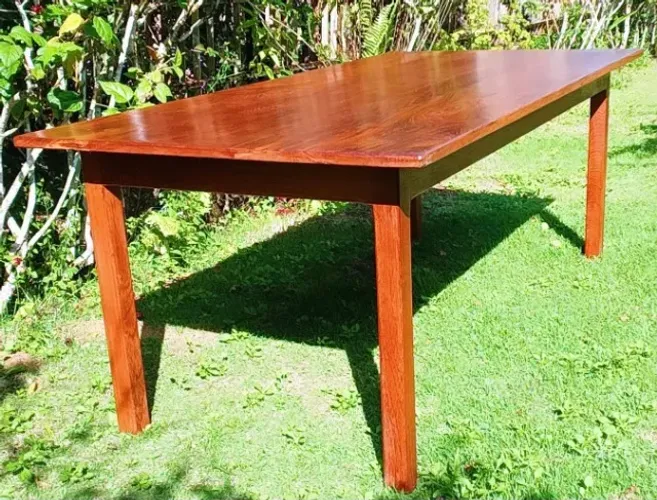 Conjunto Mesa + 2 Bancos Mesa Rústica em Angelim + 2 Bancos - Madeira de Lei - Alto Padrão