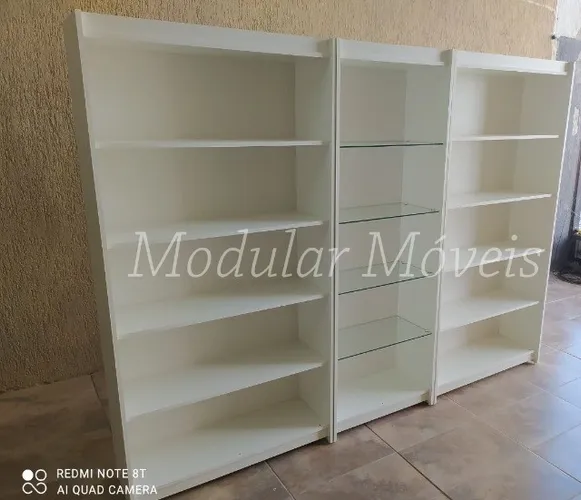 Estante Prateleiras Expositor Vidro Branco 100 % MDF