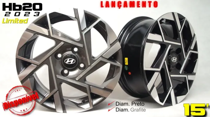 Rodas HB20 2023 Limited 15" Grafite e Preto