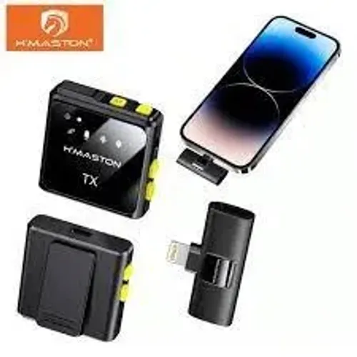 Microfone de Lapela Iphone Duplo Sem Fio Lightning Para Tipo-c TikTok Hmaston MK-12