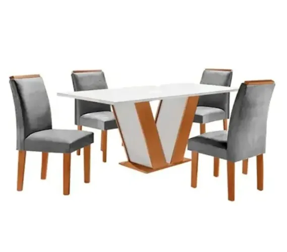 Mesa Qatar 4 Cadeira Londres Tecido 171 120x80  Cinamomo Off