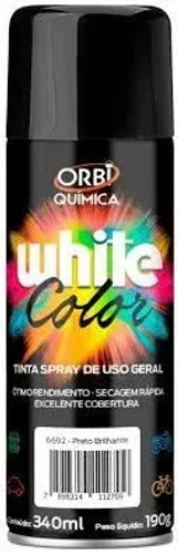 Tinta Spray White Color Preto Brilhante - Orbi Química 