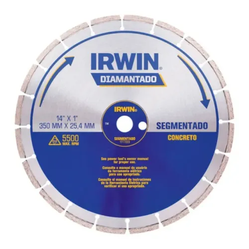 Disco Diamantado Segmentado para Concreto Asfalto 14" 350mm x 25,4mm Irwin 1777223